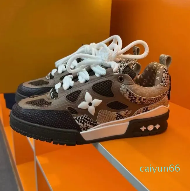 Luxury Leather Skate Sneakers for Men Designer Fashion Casual Shoes with  Unique Floral Print, Comfortable Walking Jogging