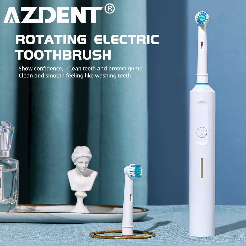 Brosse à dents AZDENT Brosse à dents électrique sonique 3 modes Chargeur USB supérieur Brosse à dents propre avec boîte de voyage 4 têtes de rechange pour adultes 230411