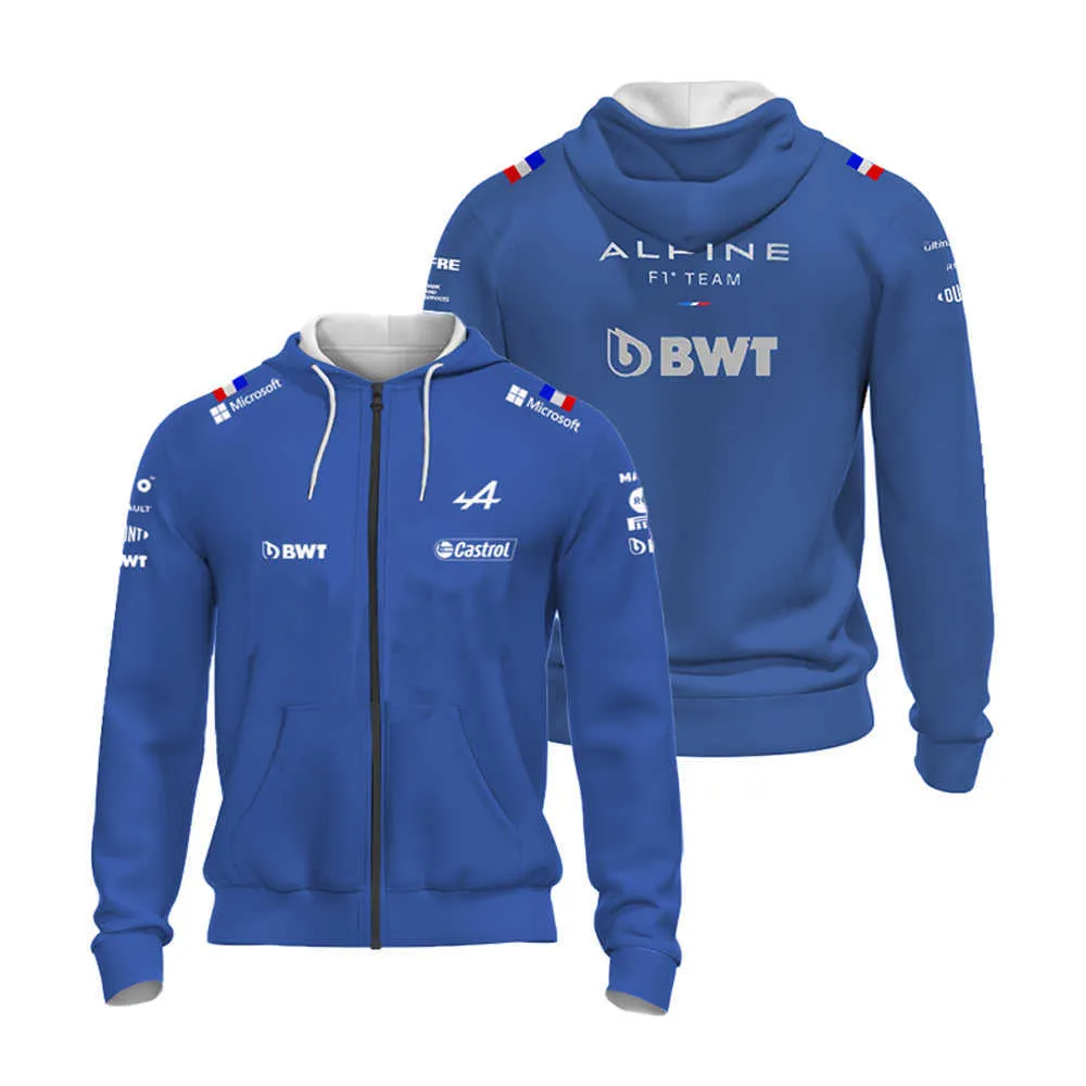 Мужские толстовки с капюшоном 2022 Formula One Alpine F1 Team Официальная гоночная рубашка для автоспорта Самая продаваемая синяя 2022 Высококачественная одежда с капюшоном