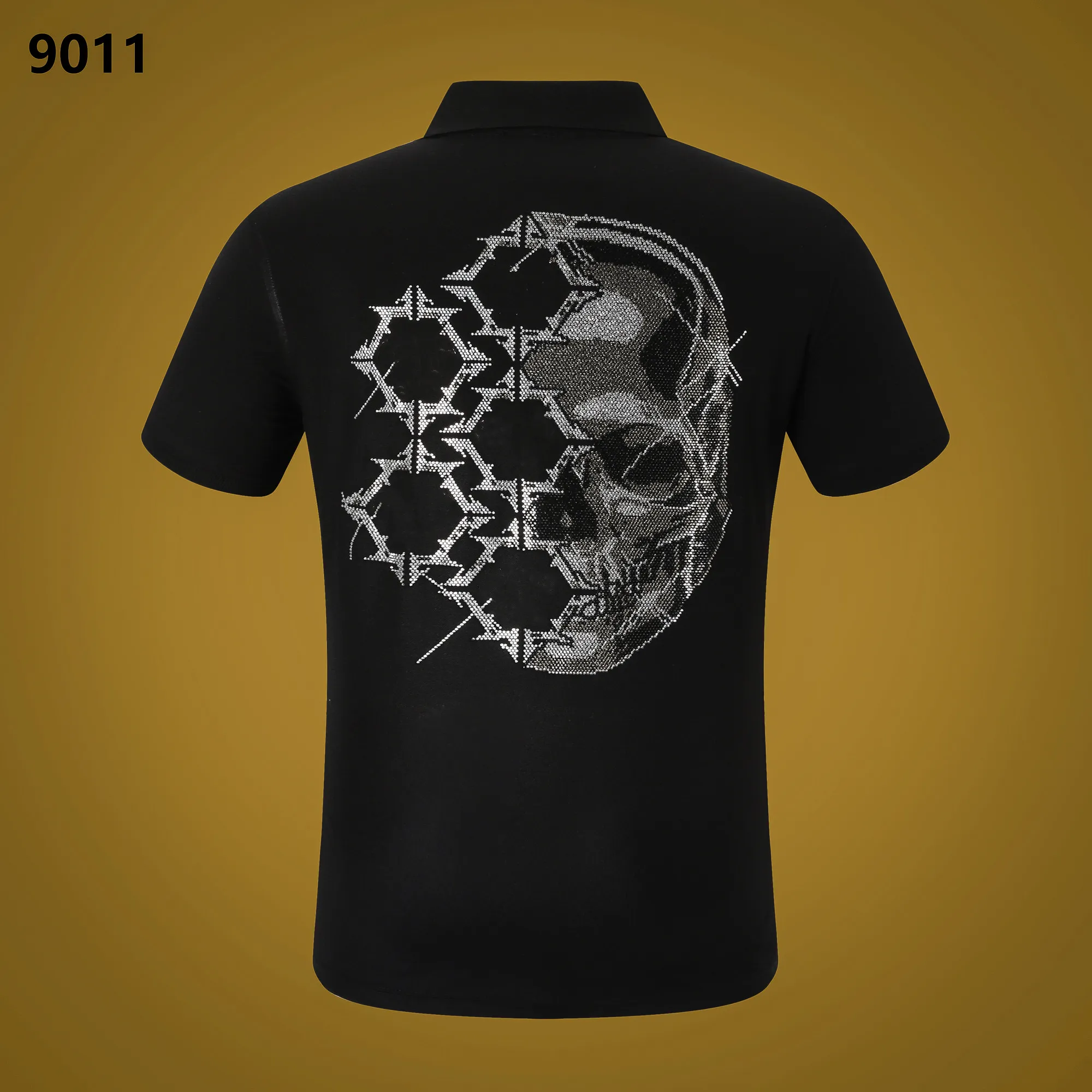 Der Entwerfer der pp.-Art- und Weisemänner nehmen passendes T-Shirt Sommerrhinestone-Kurzschluss-Hülsen-Rundhals-Hemdt-stück Schädel-Druck-Oberseiten Streetwear-Kragen-Polooberseiten PP9011 ab