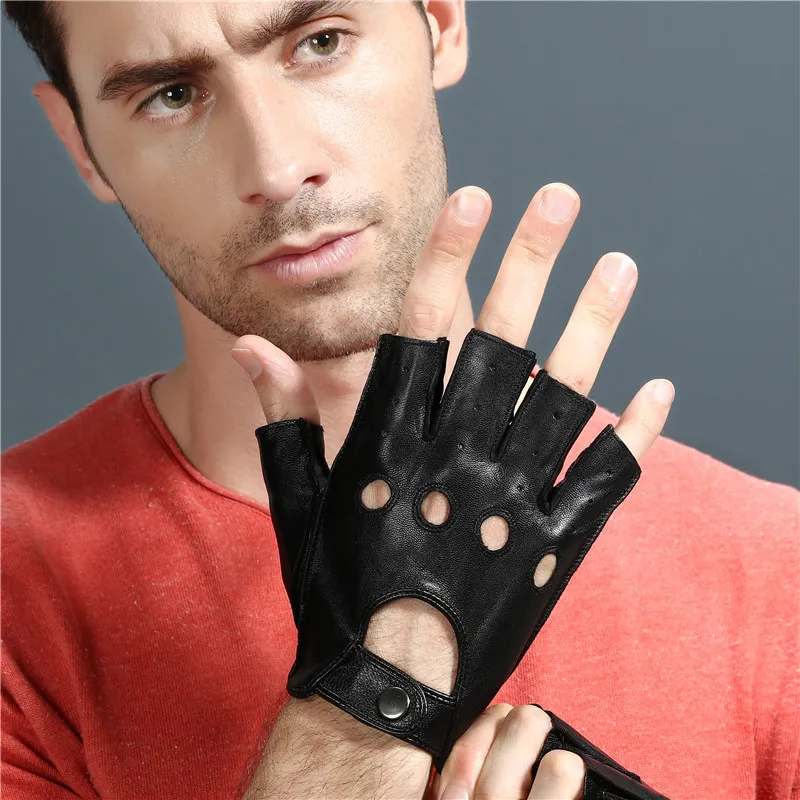 Guantes Sin Dedos De Cuero Genuino Semi Dedo Masculino Fino Sin Forro  Antideslizante Transpirable Conducción Piel De Cabra Medio Dedos Hombres  Mitones NAN7 De 11,54 €