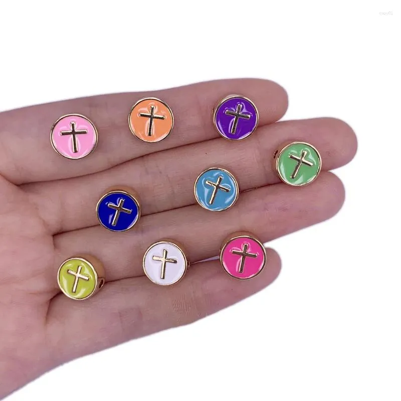 Colares Pingente Hip Hop Estilo Cruz Esmalte Cobre Banhado Christian Charms Pulseira Colar Acessórios Para DIY Jóias Descobertas