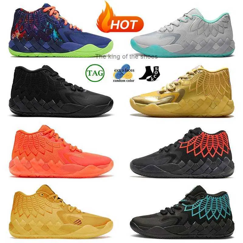 Hotting vendendo tênis de basquete LaMelo Ball MB.01 Black Blast Rock Ridge Vermelho Branco Prata Não daqui Rick e Morty Wpmens Mens Tênis Treinadores Tamanho 12MB.01