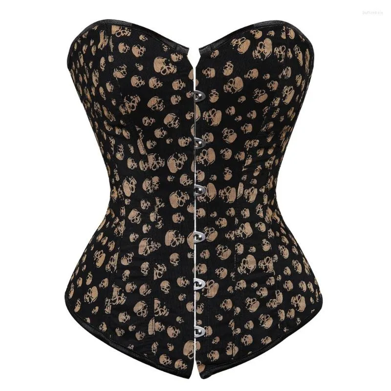 Bustiers korsetten sexy overbust korset en bustier schedel print lingerie kostuum top showgirl clubwear steampunk gothic voor dames shaper