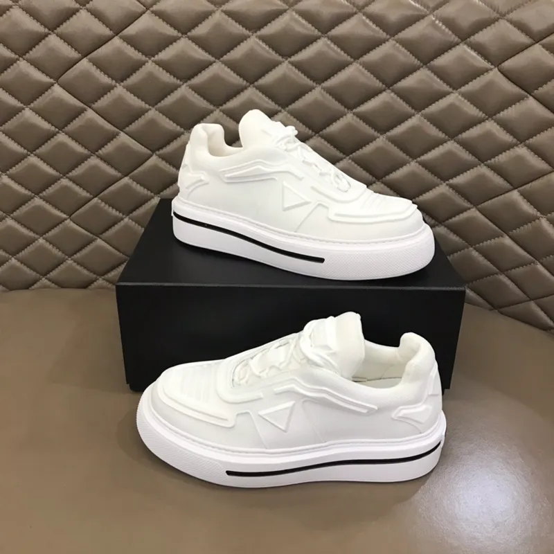 Mode Chaussures Habillées Hommes Polarius Running Sneakers Italie Parfait Croissant Bas Épais Bande Élastique Noir Blanc Cuir De Veau Bas Top Design Casual Baskets Boîte EU 38-45