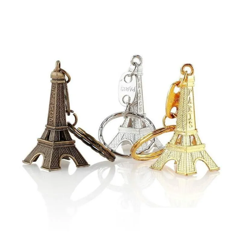 Retro Eiffeltoren Sleutelhanger Gestempeld Parijs Frankrijk Mode Creatief Cadeau Goud Zilver Brons Sleutelhanger Groothandel Drop Delivery Dhjbz