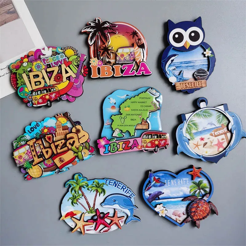 Wooden Magnetic Fridge Magnets Spain Ibiza Tenerife From Kong08