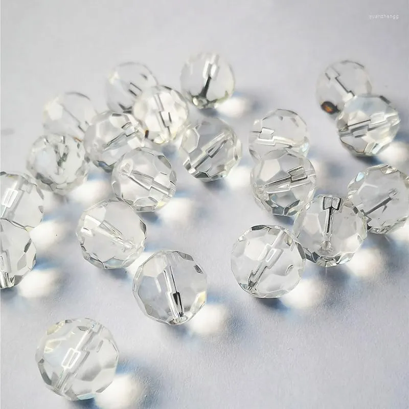 Lustre Cristal Top Qualité 50pcs 12mm Transparent À Facettes Lustre Perles En Verre Petites Boules Brillantes DIY Suncatcher Jewely Accessoires