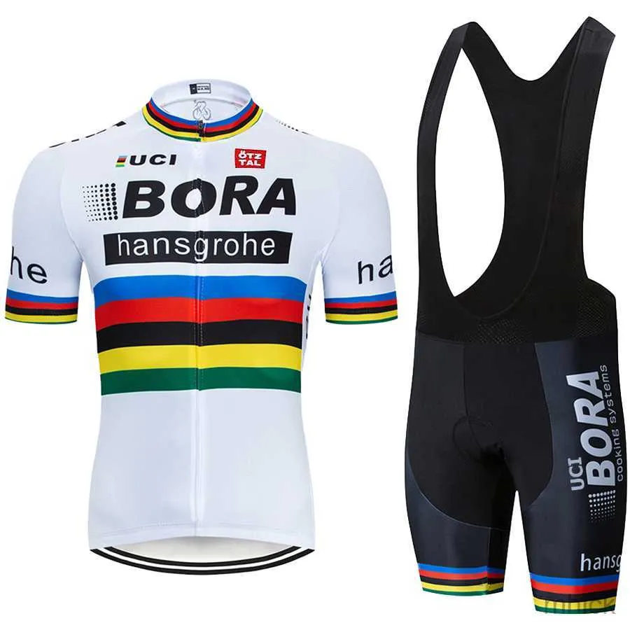 Rowerowe koszulki Zestawy Ubrania Cykulowe Ubrania Letnie odzież 2023 UCI Bora Professional Shirt Team Jersey Shorts Man Road Bike Sports Set 3M411 240327