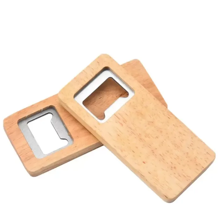 Wooden Bottle Opener Stainless Steel With Square Wood Handle Openers Bar Kitchen Accessories