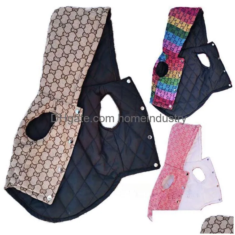 Abbigliamento per cani di marca Modello classico con lettere Abbigliamento Animali domestici Cappotto invernale Giacca per cuccioli Caldo imbottito Gilet da neve per animali domestici Doggy Outdoor Lightweig Dhowz