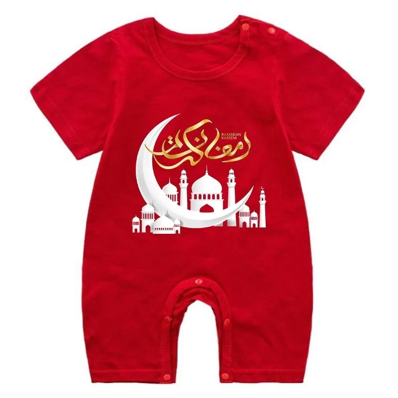 T-shirts 2023 Ramadan Vêtements Bébé Corps D'été Barboteuses Tout-Petits Filles Vêtements Bébés Coton Costume Enfants Eid né Nourrissons 230411