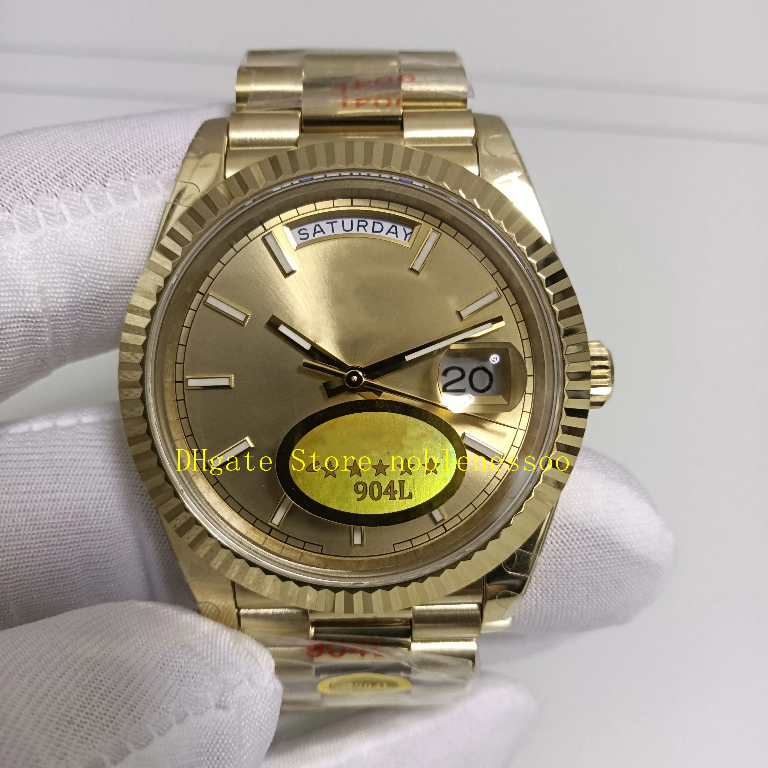 17 kleur echte foto 904L stalen heren horloges mannen datum 40 mm 228238 geel goud saffierglas champagne wijzerplaat cal.3255 Bewegingsmechanisch v12 automatisch horloge