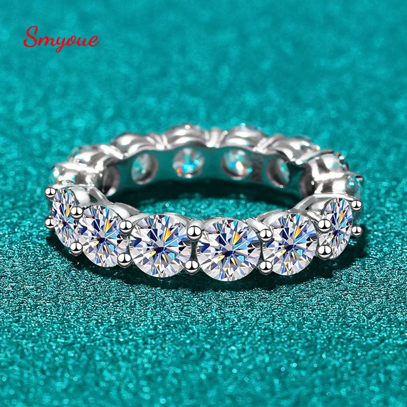 Anneaux de mariage Smyoue 7CT 5 mm anneau complet pour femmes hommes étincelants coupés entité complète en diamant fand