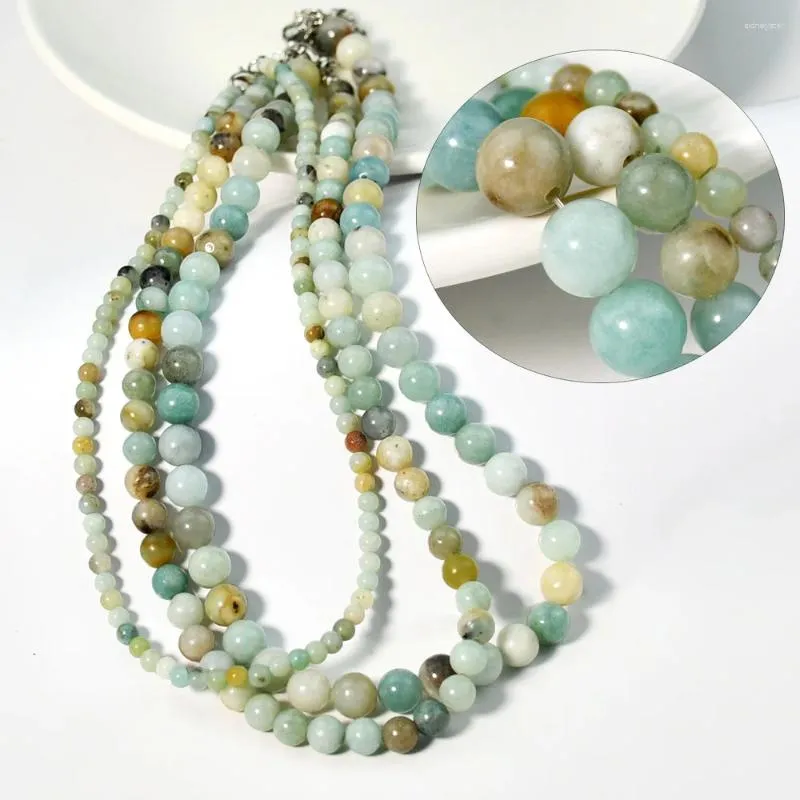 Choker Amazonite Beaded Necklace Dainty 4mm 6mm 8mm Thin Delicate Gemstone Minimalist Jewelry Gifts For Women Mom