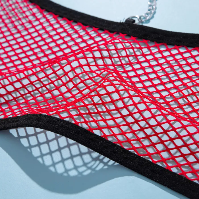 Seductive Fishnet Lingerie Set: Chain Detail, Erotic Underwear, Sheer ...