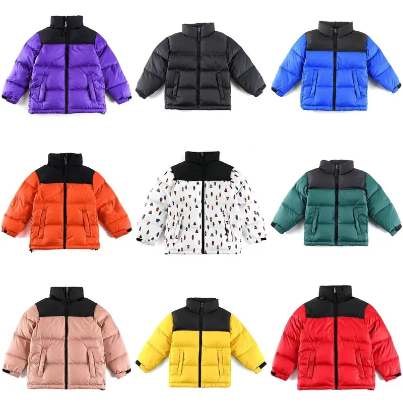 Kinderen kinderen donsjas NF designer 2023 winterjas jongens meisjes outdoor donsjack warme parka puffer jassen letterprint kleding uitloper windscherm 100-170