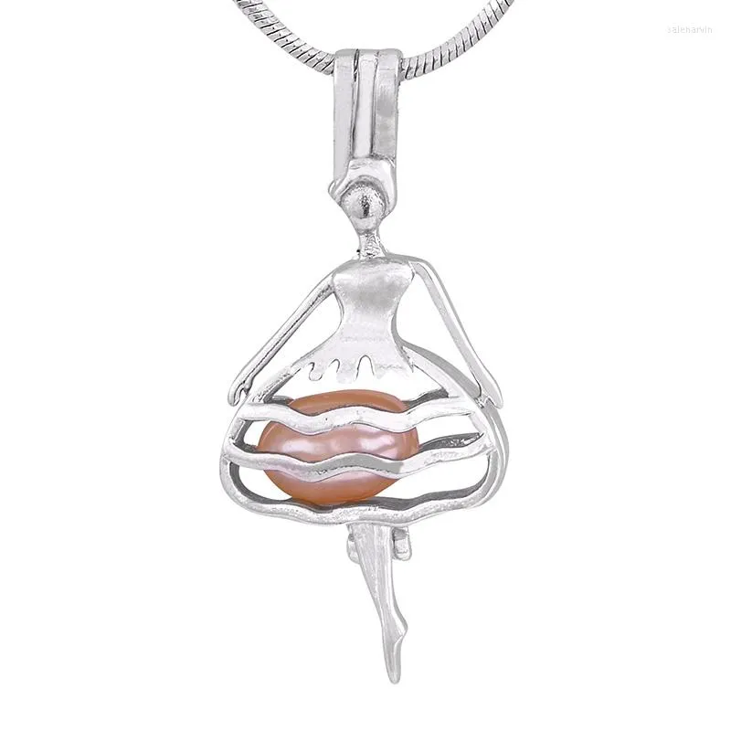 Chaînes saint valentin cadeau ballerine forme perle Cages médaillon pendentif amour souhait mode bijoux P152