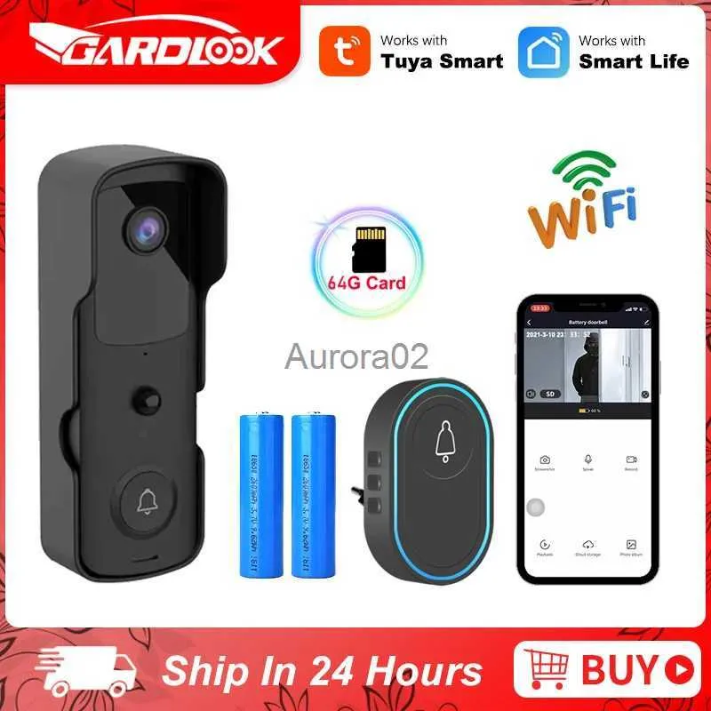 Deurbellen Tuyasmart WiFi Deurbel Camera Video Deurbel Intercom IR Alarm Draadloze Beveiligingscamera Waterdicht 1080P HD Externe bewaking YQ231111