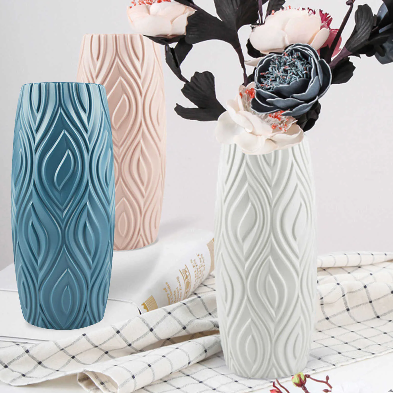 Vases 2022 Multiple PE Vase Flower Imitazione Ceramica Vaso di fiori in plastica Cesto di fiori Stile nordico Vasi moderni Decorazione Home Decor P230411