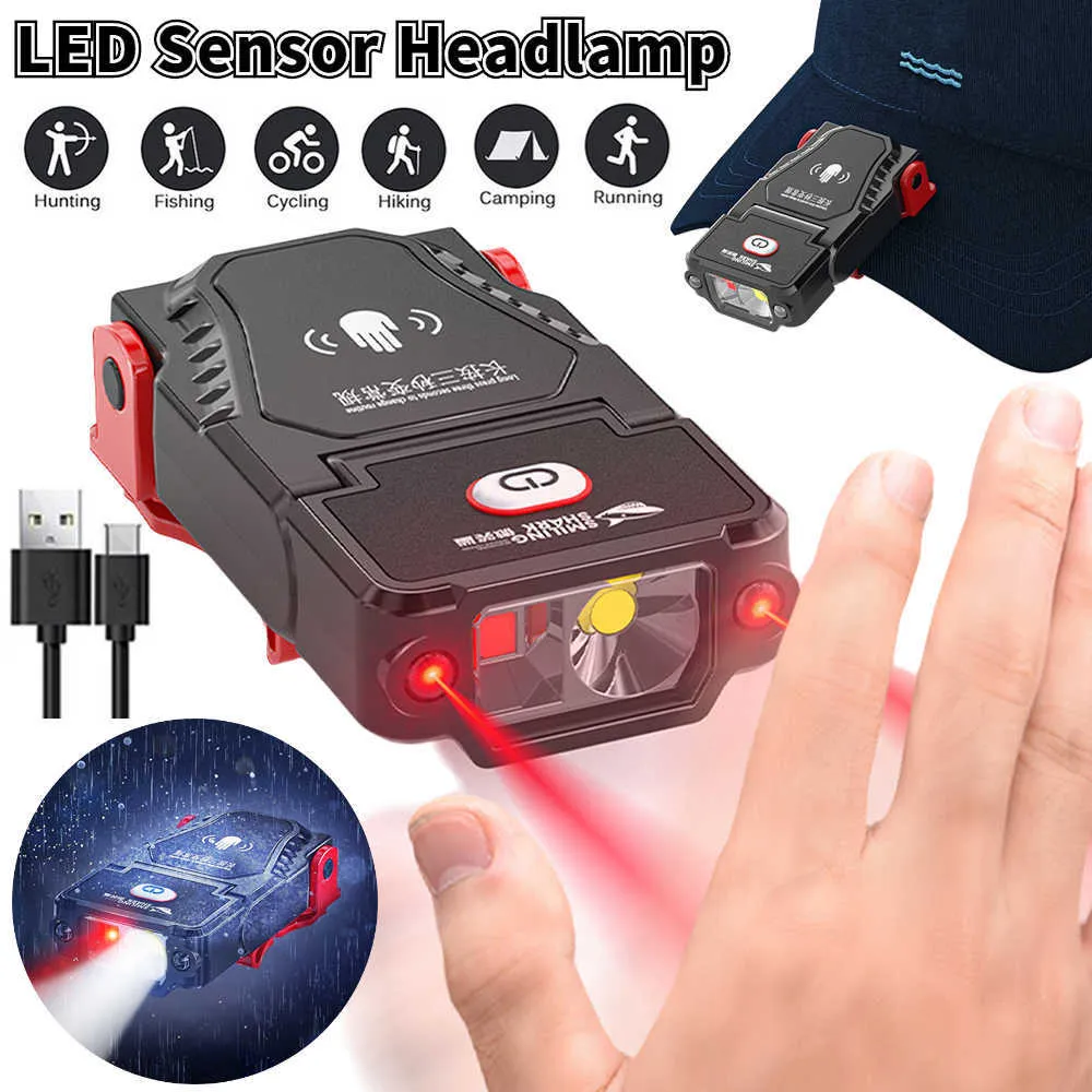 Голова лампы светодиодные датчики фара супер яркая шляпа Шапка Шапка Light Farlight USB.