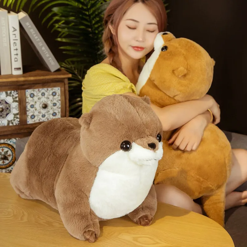 Poupées en peluche Simulation Mignon Lutra Jouets En Peluche En Peluche Réaliste Loutre Animal Poupée Doux Joint Oreiller pour Enfants Filles Cadeau D'anniversaire 230410