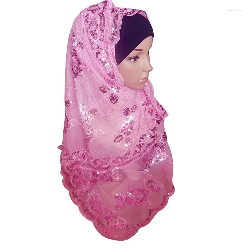 Etniska kläder Hijab Veil Flower Fashion Paillette Long Scarf Head Wrap Wedding Turbans For Women