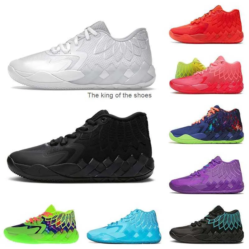 MB01Lamelo Ball Chaussure Rick Et Morty Hommes Chaussures De Basketball Queen City Rock Ridge Rouge Galaxie Pas D'ici Violet Blanc Argent Noir Blast