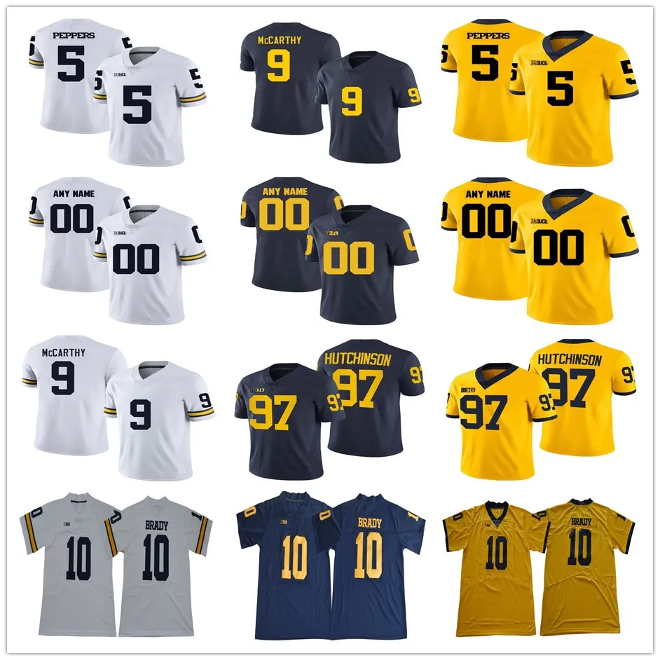 Młodzież męskie dama Michigan Wolverines koszulka piłkarska Tom Brady Desmond Howard Blake Corum Woodson JJ McCarthy Hassan Haskins Aidan Hutchinson Kids College Jerseys