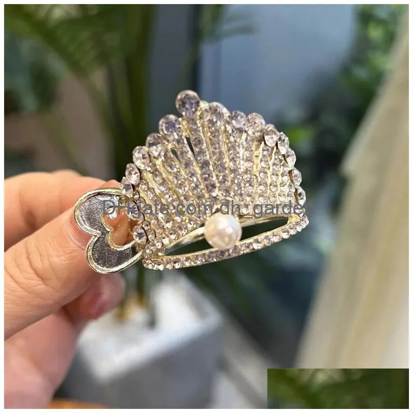 Fermagli per capelli Barrettes Strass Perla Coda di cavallo Artiglio per capelli per le donne Strumento per lo styling Moda Granchio Forcine Accessori per clip Dro Dhgarden Dhsgv