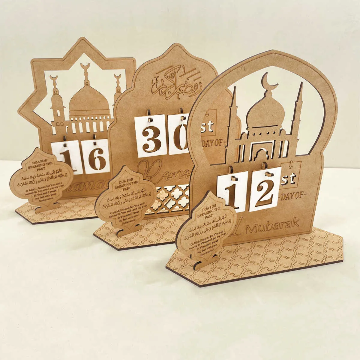 Ramadan Countdown Calendar Eid Mubarak Wooden Ornament 2024