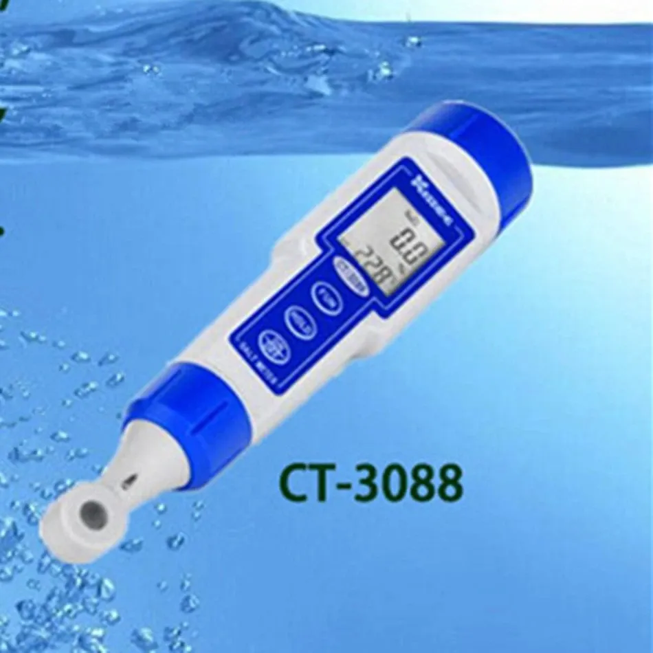 2in1 Waterproof Inductive Salt Meter&Temp Pen Type Salinometer Tester 0-10.0% Food Aquarium Swimming Pools Water Salinity Tools