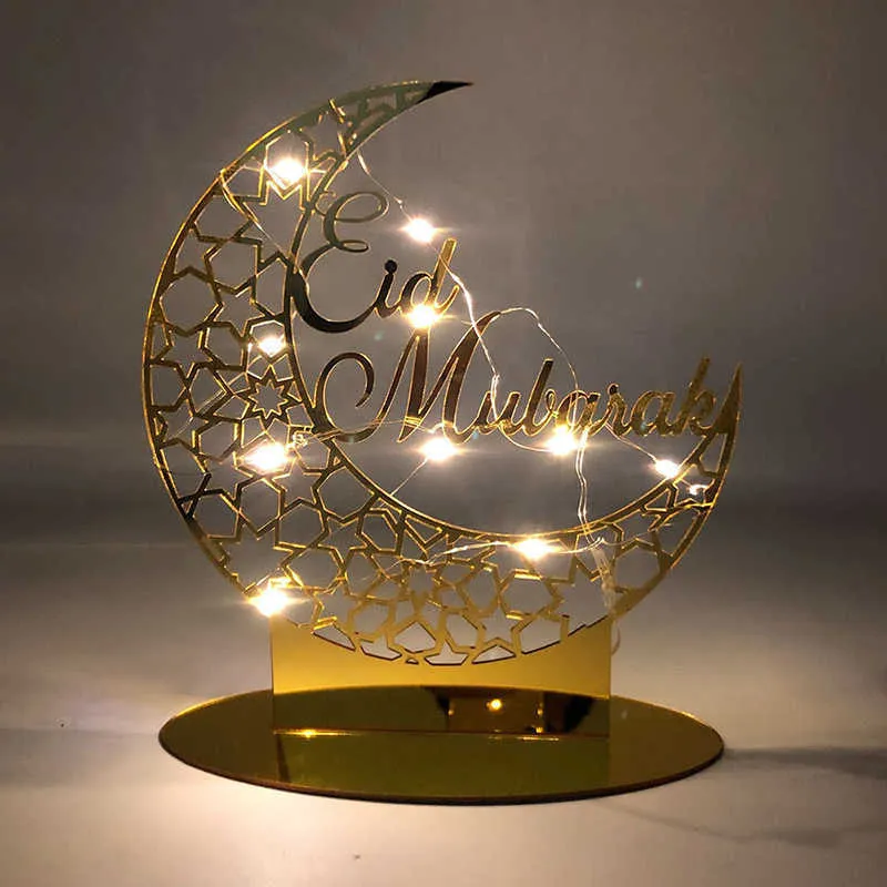 Novelty Items Eid Mubarak Gold Silver Acrylic Ornament Ramadan Decoration 2022 for Home Islamic Muslim Festival Party Decor Eid Al Adha Gifts Z0411