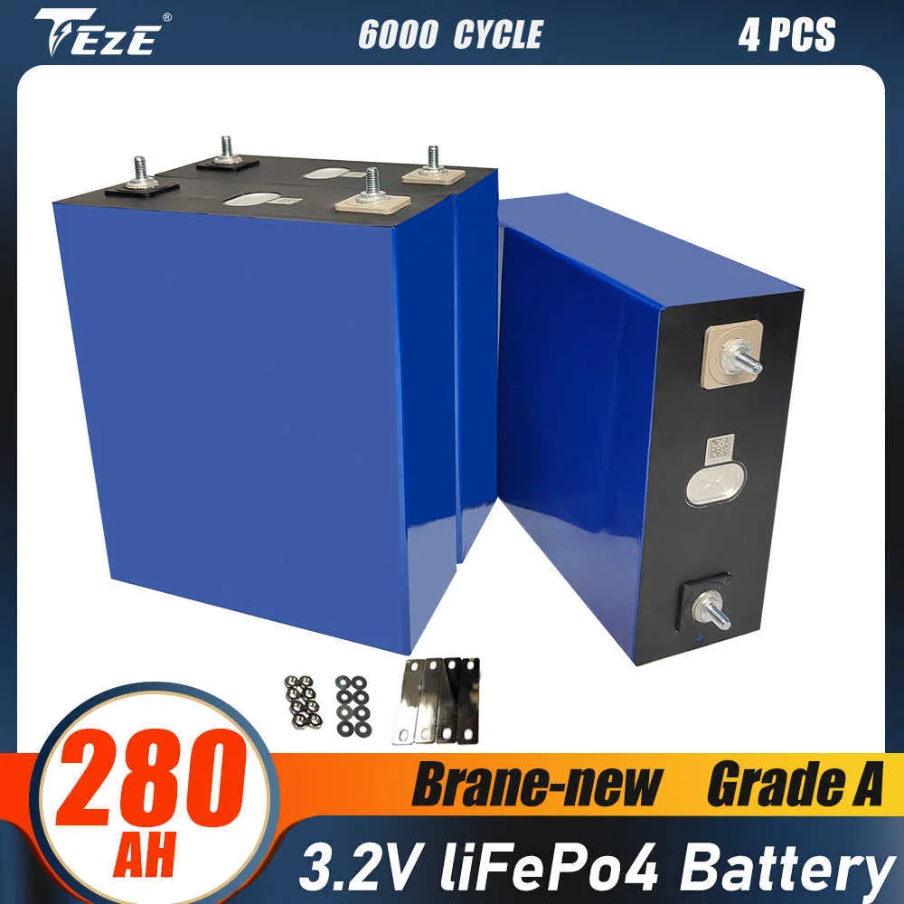 4PCS 3.2V LifePO4 280AHバッテリーパックグレードRVソーラーウィンディエネルギーのための充電式バッテリー