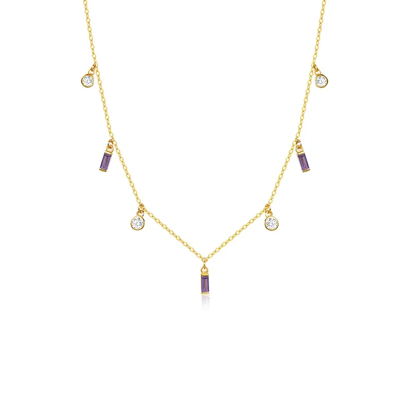 925 Стерлинговые серебряные ожерелья геометрические маленькие кубические ожерелье женского циркона.