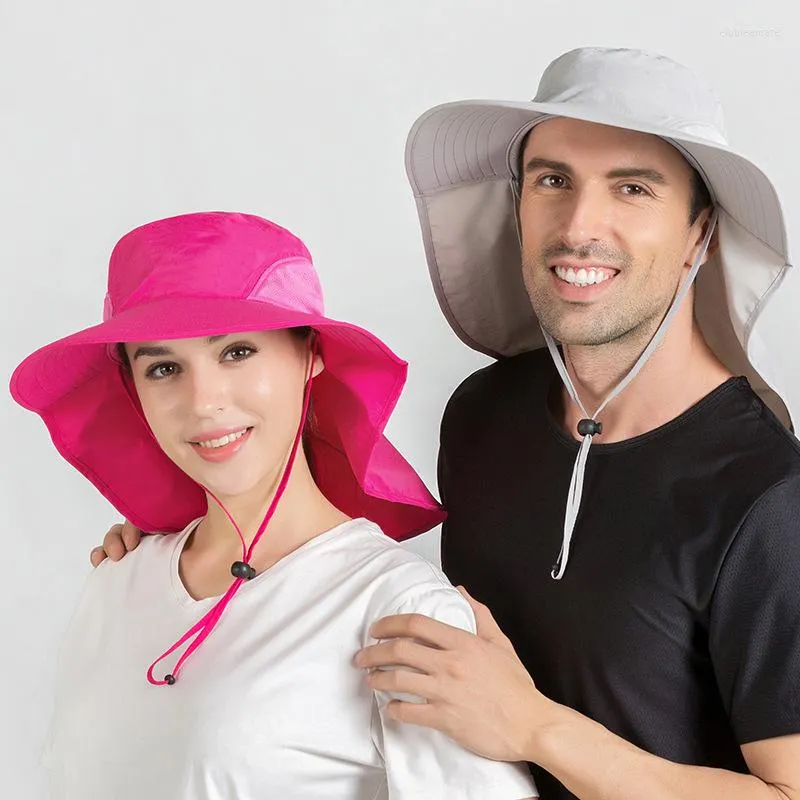 Chapeaux à large bord été femmes hommes extérieur casquettes imperméable respirant grand chapeau de soleil seau pêcheur chapeau