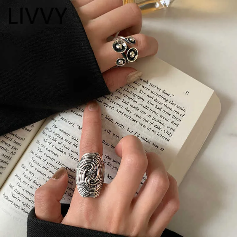 Band Rings Thai Silver Color Personality Design Oregelbundet Twist Oval Wide Ring for Women Men Fashion Creative High Quality JewelryGifts P230411