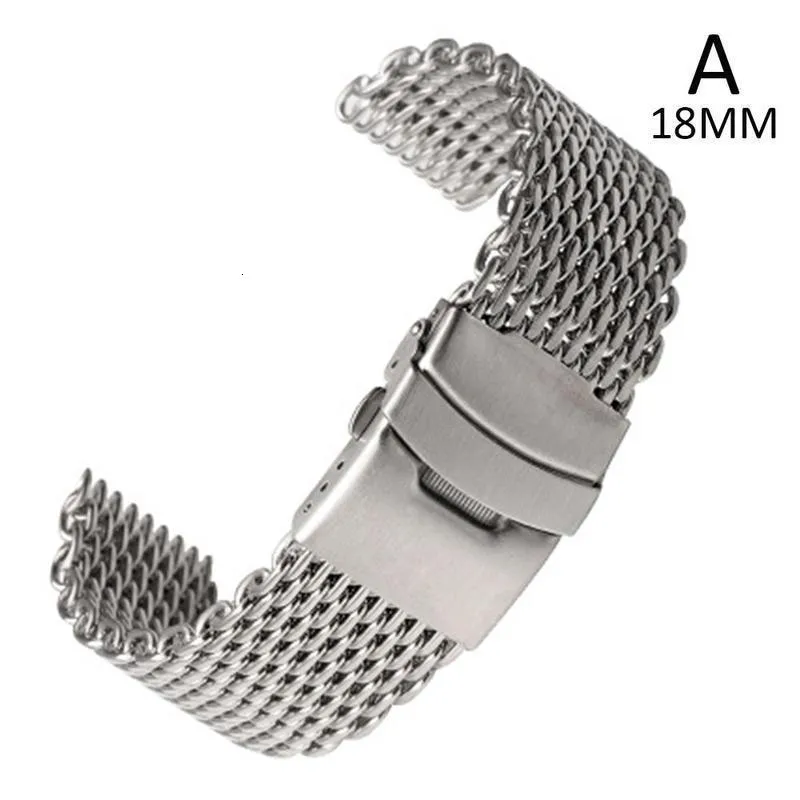 Shark Mesh Stainless Steel Watch Band Double Snap Milanese Watch Strap Silver 18 24mm From Shen8409 7.54 DHgate.Com