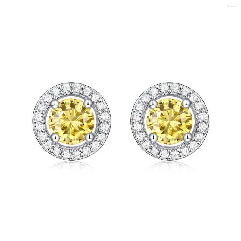 Stud Earrings WINWOS S925 Sterling Silver Momulberry Stone Round 1 Carat D Color VVS1 Boutique Premium Pie Order Bir