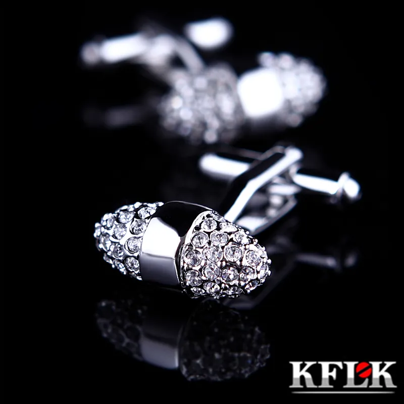 KFLK Jewelry Brand Silver Cuff links Wholesale Buttons Luxury Wedding High Quality shirt cufflinks for mens sale Free Shipping
