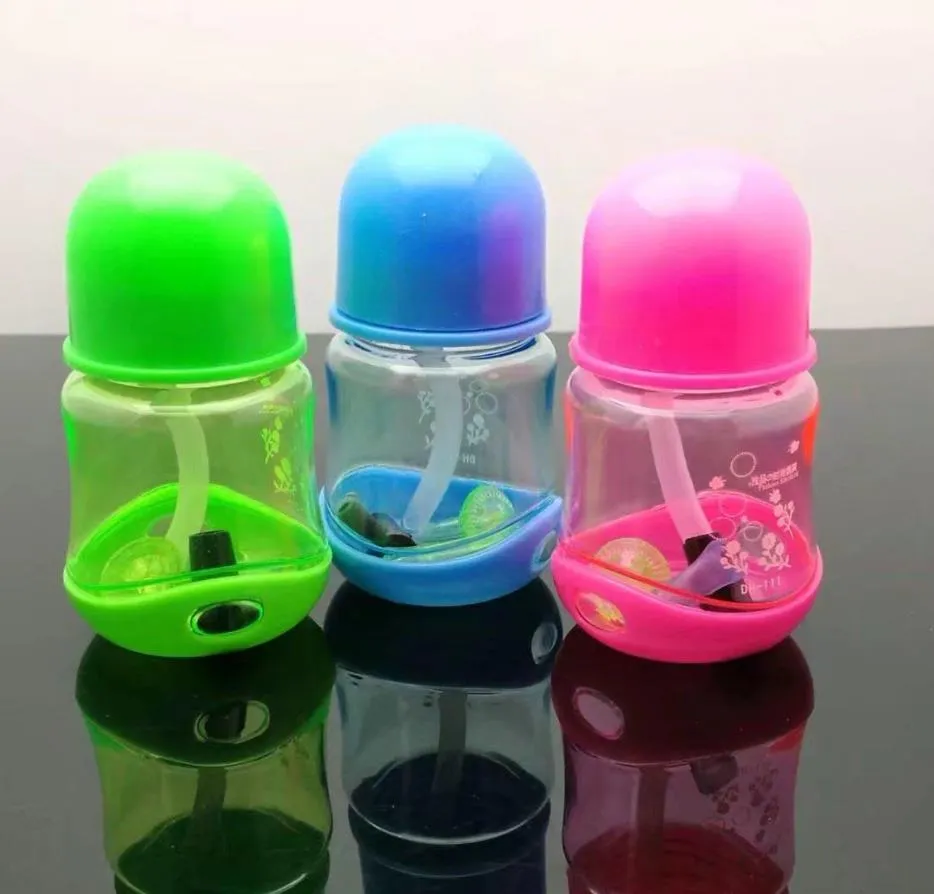 Nieuwe rookpijp Mini Hookah Glass Bongs Kleurrijke metalen gevormde gekleurde plastic melkfles Kettel