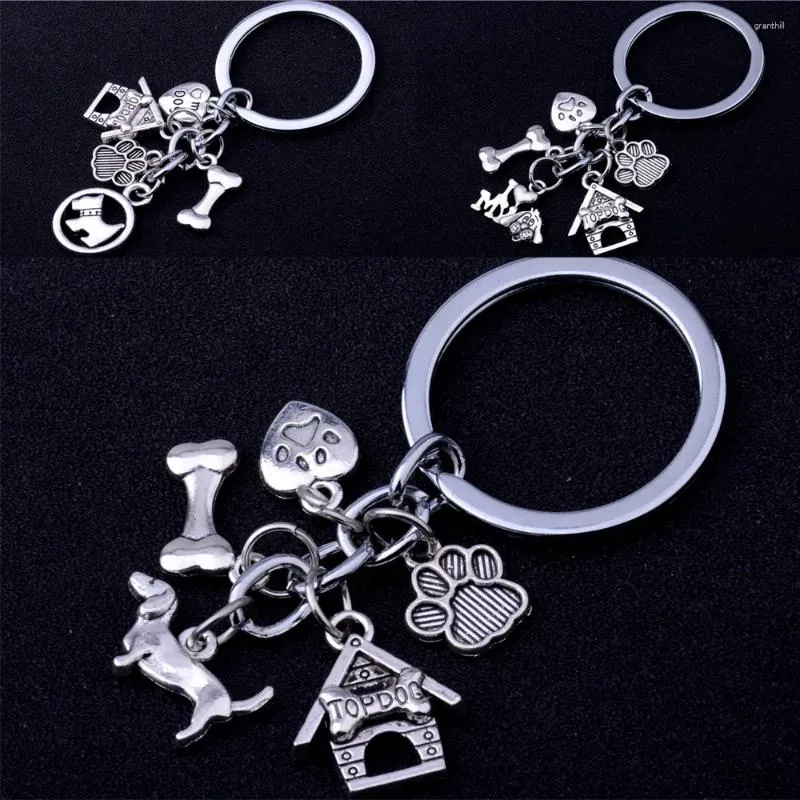 Keychains Animals Keyrings Topdog I Love My Dog Bone Print Doghouse Keychain Family Friends Women Men Keyfob Christmas Pet Lover Gifts