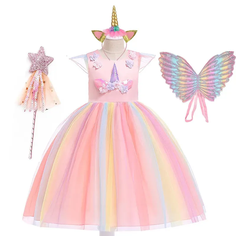 Robes de fille Pourim Licorne Filles Robe Enfants Fête D'anniversaire Princesse Costume pour Halloween Cosplay Noël Enfants Ball Stage Disfraz Mujer 231110