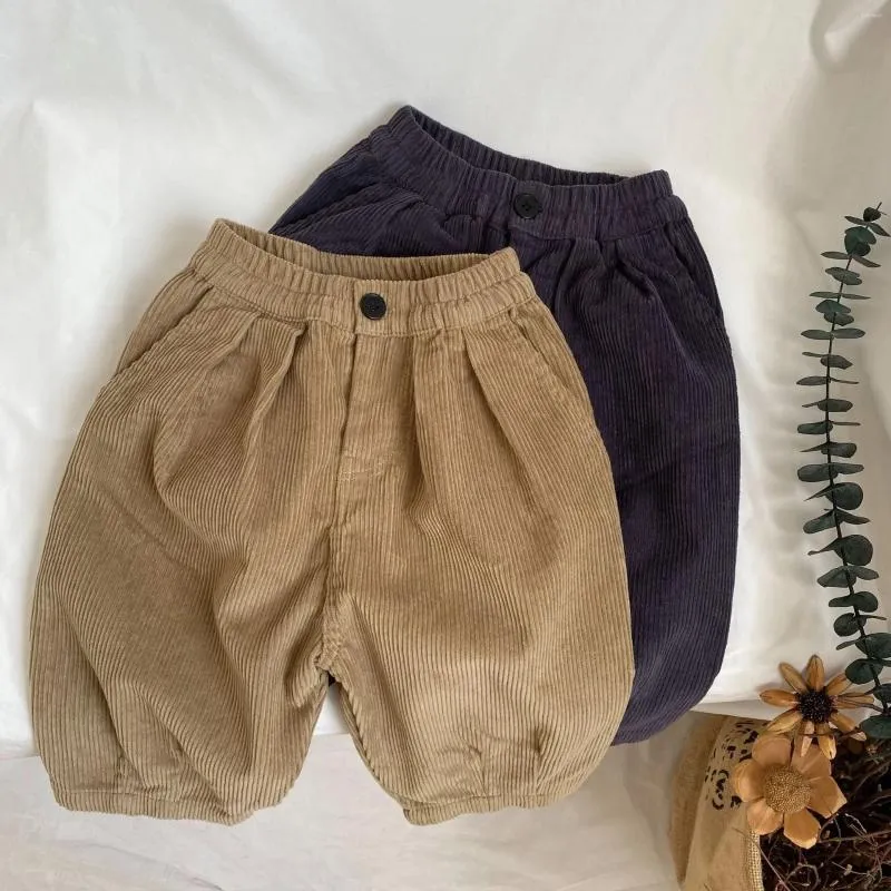 Pantalon en velours côtelé pour enfants, ample, côtelé, décontracté, jambes larges, rétro, Costume en coton pour bébés filles, automne