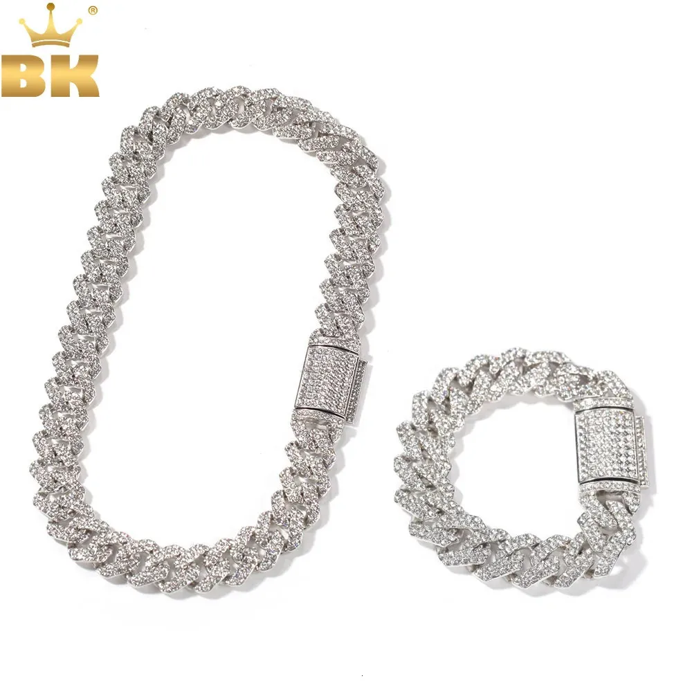 Pendentif Colliers The Bling King Neba 18mm en alliage de zinc SLink Mens Miami Collier cubain Bracelet Ensemble complet Bling Iced S Hiphop Bijoux 231110