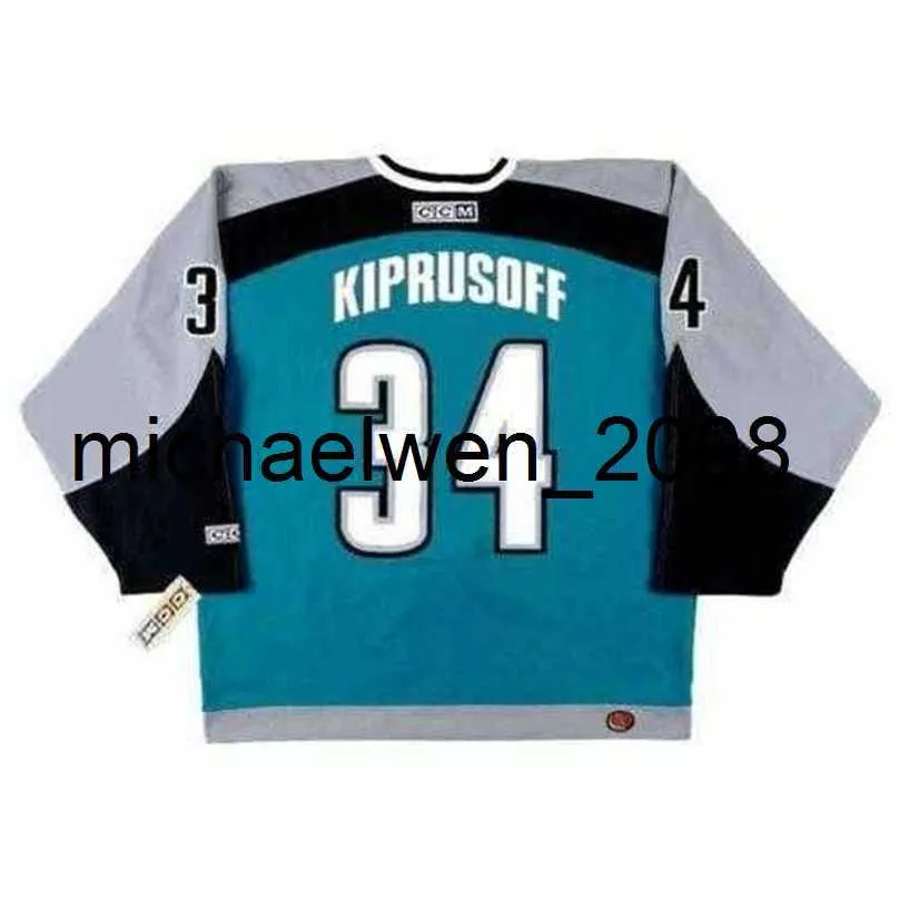 Weng personalizado miikka kiprusoff 2001 ccm voltar para casa camisa de hóquei goleiro corte de alta qualidade qualquer nome qualquer número todos costurados