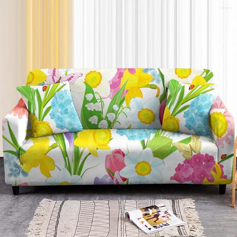 Chair Covers CElastic Sofa Cover For Living Room Flower Print Slipcover Stretch Combination Corner Sectional Couch Fundas