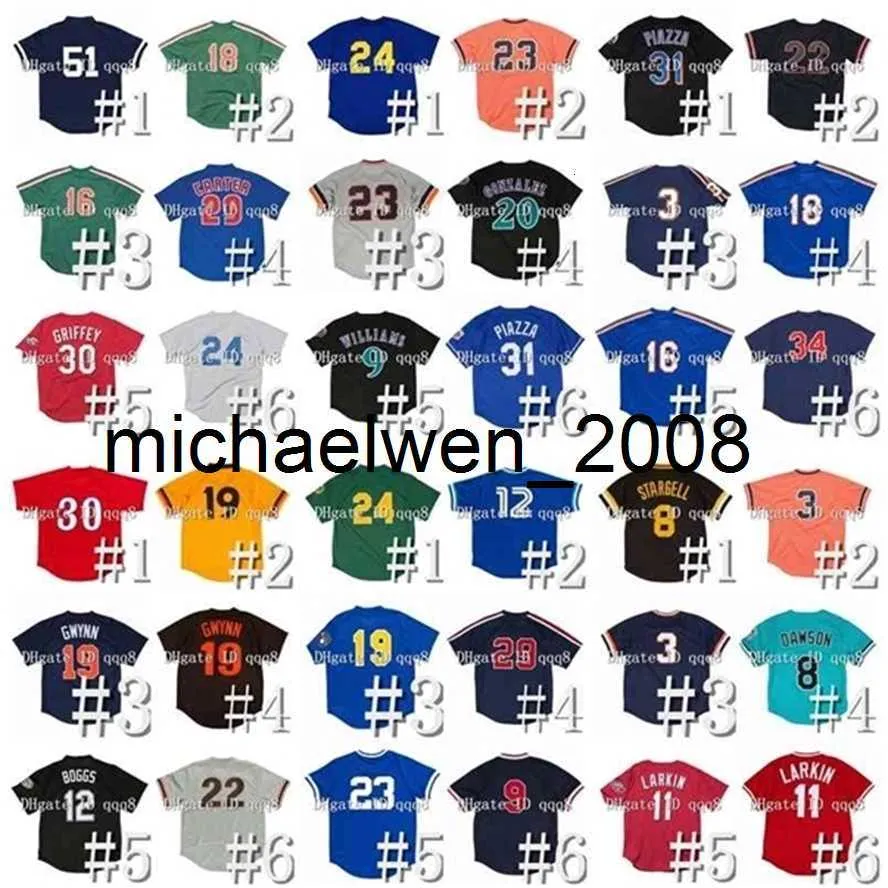 Vintage Throwback Mesh Baseball Jersey Bo Jackson Tony Gwynn Tim Raines Darryl Strawberry Dykstra Ozzie Smith Batting Practice Matt Williams