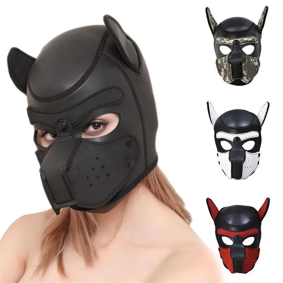 Masque de chiot Cosplay Sexy d'halloween, masque de tête entièrement souple pour chien, accessoire de jeu de chiot en caoutchouc rembourré pour Masquerade271x