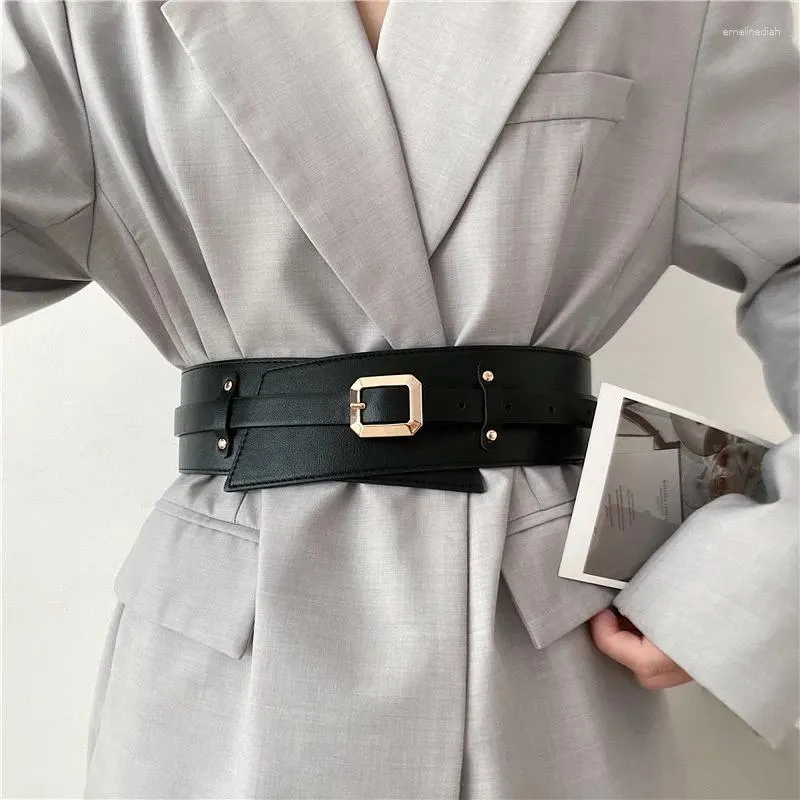 Belts Lady Pu Leather Wide Punk Solid Color Skinny High Waistband Dress Suit Dekorativa remmar